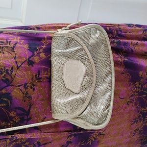 Vintage Mini Carlos Falchi Purse Crossover Strap. 80's/90's Silver Gray